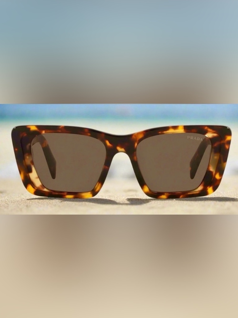 PRADA Sunglasses Honey Havana Tortoise Large Geometric Symbole Acetate PR 08YS - Picture 6 of 12